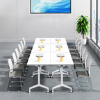 CLATINA Stacking Home Office Guest Chair, Reception Stackable Chairs with Metal Sled Base, Conference Lobby Waiting Training School Kitchen Banquet Chair, Plastic Desk Chairs No Wheels, White, 8 Pack