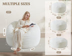WSOFRLAC 3FT Bean Bag Chair, Comfy Bean Bag Chairs for Adults, Luxury Velvet Memory Foam Stuffed Beans Bags with Removable Cover, Adult Beanbag Chair with Filler for Living Room, Bedroom, Cream White