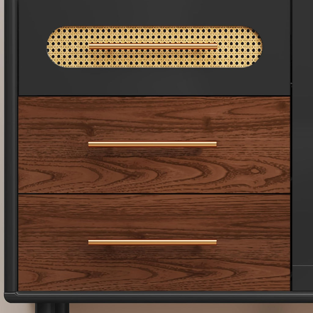 ARTPOWER 48" Coffee Bar Cabinet with Wine Racks and Drawers, Modern Buffet Sideboard with Pull-Out Wine Storage, Liquor Bar Cart for Kitchen, Dining Room, Living Room (Black)