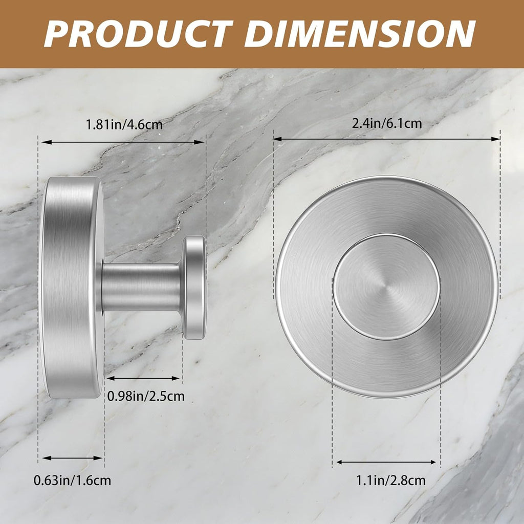 Suction Cup Hooks, Removable Shower Hooks, 4-Pack, Brushed Nickel | No Wall Damage | Strong Hold on Tile, Mirrors & Glass | Bathroom & Kitchen Use | Perfect for Towels, Loofahs, Robes & Coats