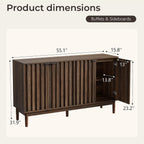 Otterease Fluted Cabinet with Storage, Small Buffet Cabinet Sideboard with Door, Kitchen Buffet Storage Accent Cabinets with Adjustable Shelves for Living Room, Entry, Hallway,Wlanut