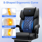 HOFFREE Executive Office Chair with Adjustable Lumbar Support High Back Computer Chair with Adjustable Headrest Reclining Home Office Desk Chair with Foot Rest,Black