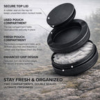 Pro Series Metal Can | Aluminum Storage Container | Dual Compartment Pouch Case with Airtight O-Ring | Small EDC Travel Tin (Black)