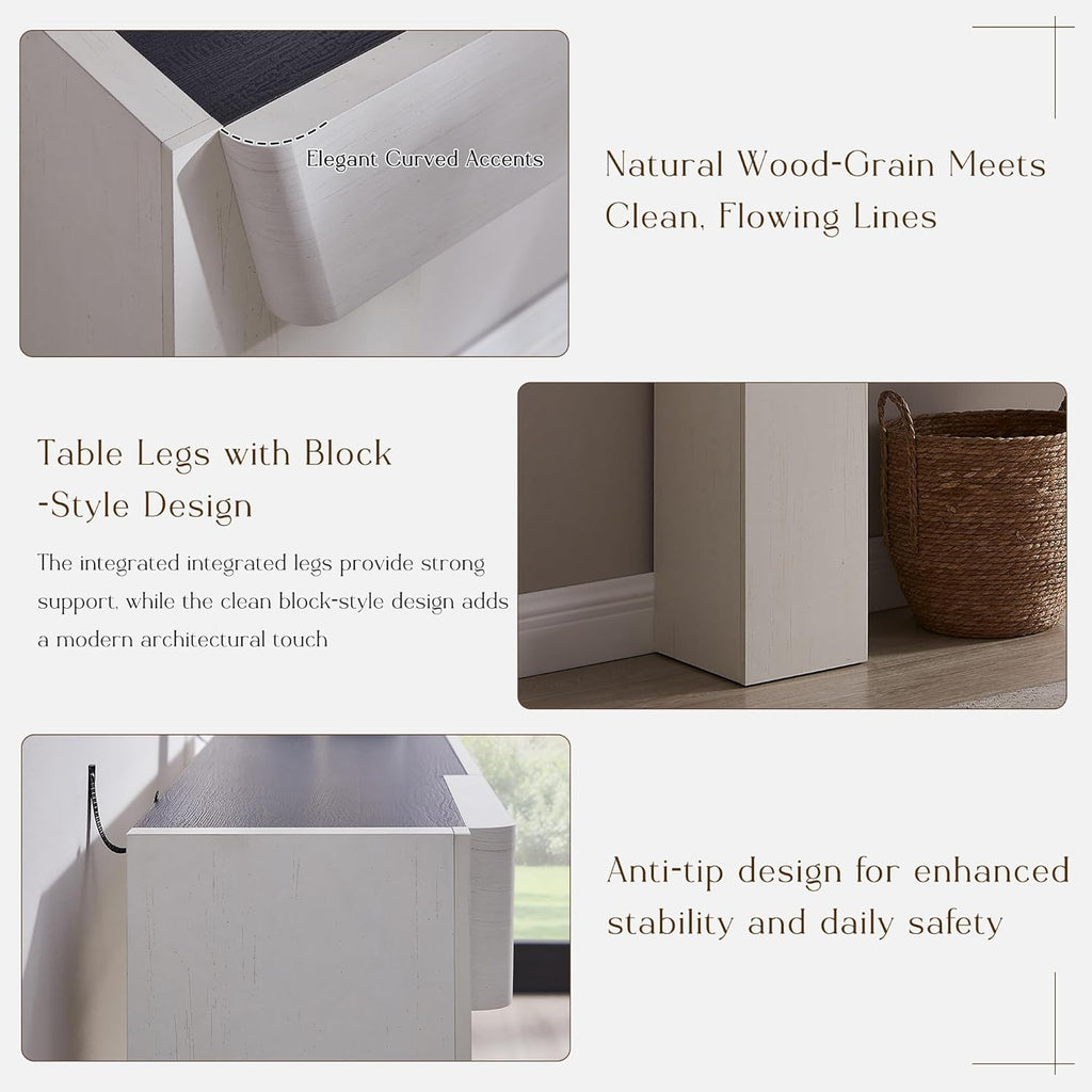 JXQTLINGMU 63" Modern Console Table with Storage Drawer, Entryway Table with Drawers, Thick Wood Legs, Sofa Table Behind Couch, Wood Console Tables for Entryway Hallway Living Room, White and Black