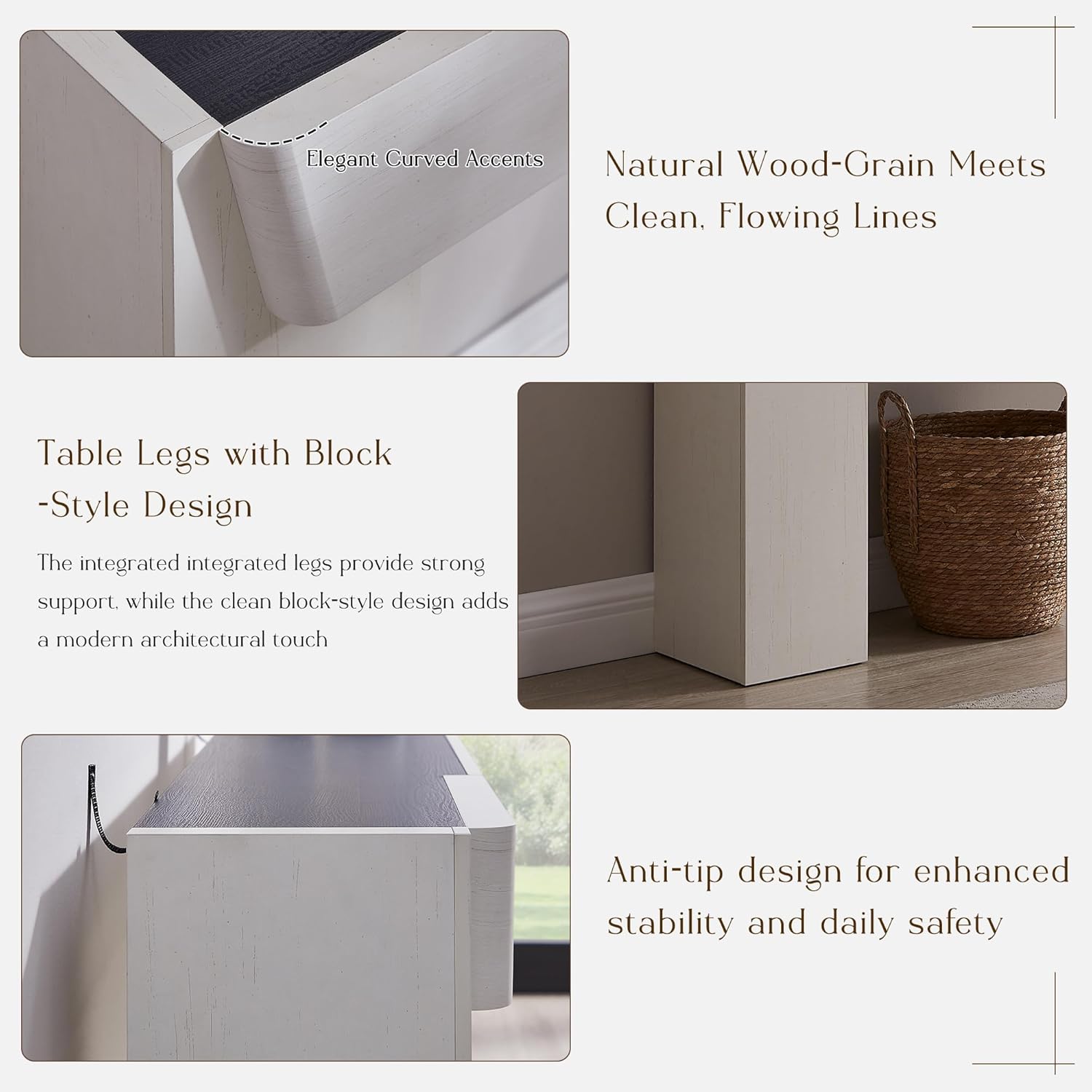 JXQTLINGMU 63" Modern Console Table with Storage Drawer, Entryway Table with Drawers, Thick Wood Legs, Sofa Table Behind Couch, Wood Console Tables for Entryway Hallway Living Room, White and Black