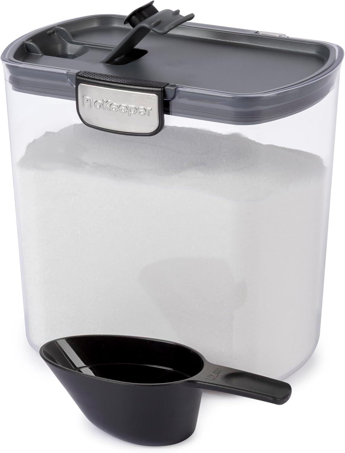 ProKeeper+ 6-Piece Airtight Food Storage Container Set – Clear Plastic Flour and Sugar Canister Set with Magnetic Accessories for Kitchen Organization