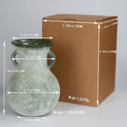 7.9in Green Glass Vintage Vase, Art Deco Double Eared Antique Marble Texture Vase