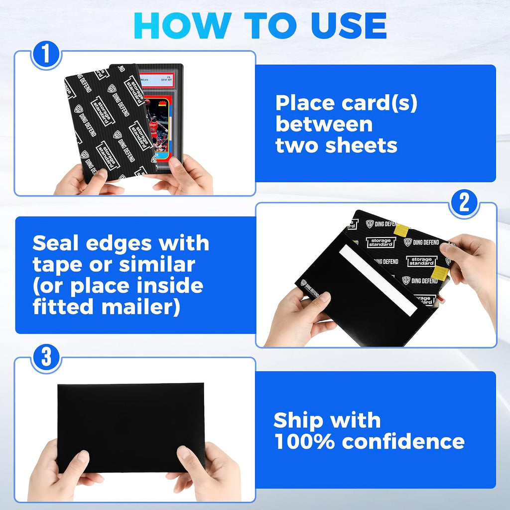 Ding Defend 4x6 Black Trading Card Shipping Protector 110 Pack - Sports Card Protectors Hard Plastic w/Rounded Corners, Hobby Shipping Shield for Graded Cards, Slabs, Top Loaders