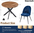 Homedot 5-Piece Kitchen Dining Table Set for 4 with Navy Blue Chairs Upholstered, Modern Round Dining Reception Table Set, Space-Saving Dinette Table Set for Apartment, Dining Room