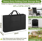 Heavy Duty Folding Chair Storage Bag | Upgrade Large Water-Resistant Carry Bag for Longue,Beach,Wheelchair,Camping,Director Chair-43 L x 9.8" W x 29.5" H