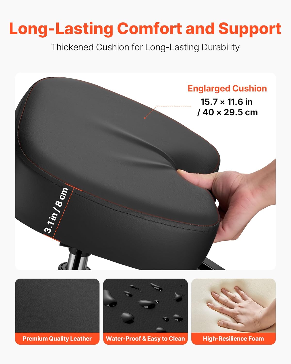 VEVOR Ergonomic Kneeling Chair with Backrest & Wheels, Mobile X-Shaped Posture Knee Chair with Adjustable Height & Thick Foam Cushions, Relief for Neck or Back Pain for Home, Office, Meditation, Black