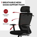 SANODESK OS3 Mesh Big and Tall Computer Chair Home Office Standing Desk Chairs Swivel Ergonomic High Back Office Chair with Adjustbale Lumbar Support Backrest Armrest Black