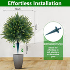 Yangrass 2PCS Artificial Cedar Topiary Ball Trees 23" for Outdoors with Ground Spike, UV Resistant Artificial Cypress Trees, Evergreen Shrubs Bushes Faux Plants for Front Porch Garden Backyard
