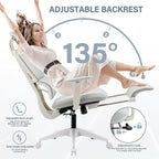 Ergonomic Mesh Office Chair with Retractable Footrest - High Back Computer Chair, Lumbar Support, Adjustable Armrest and Headrest, Durable Base - Multifunctional Home Office Desk Chair for Adults