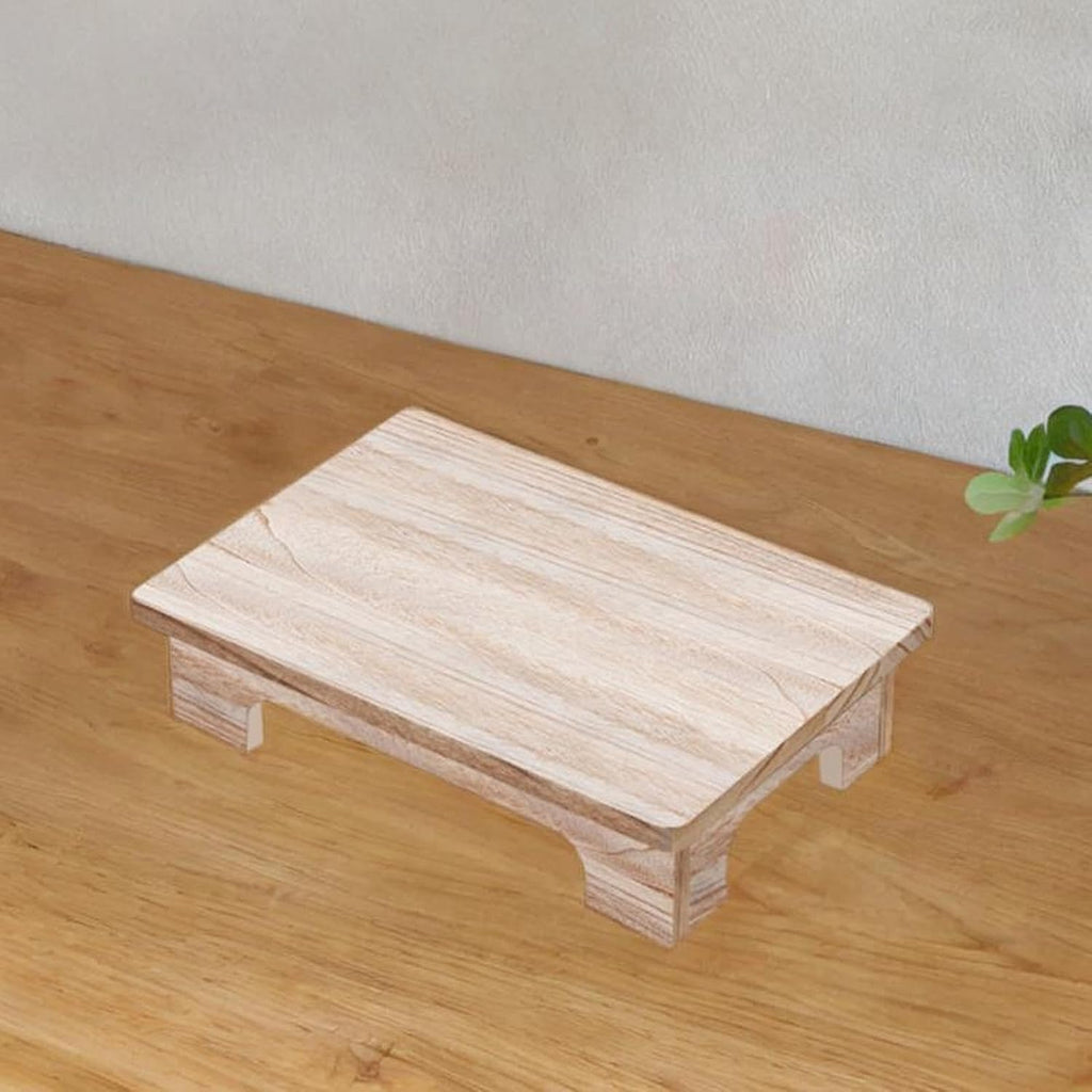 Wood Low Coffee Table Functional Stool for Meditation and Relaxation, Wood Color, 40x28x10cm