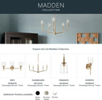 Kichler Madden 1-Light Mini Pendant Light Fixture with Clear Glass Shade in Champagne Bronze, Sloped Ceiling Compatible for Kitchen Island Hanging Lighting (15" x 7 "), 52725CPZ