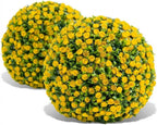 2 Pack Artificial Topiary Balls, Faux Rose Flower Spheres with Hanging Chain & Zip Ties, Easy Assembly, No Maintenance Decor for Indoor, Outdoor, Garden, Patio, Wedding, Home