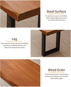 Modern Rustic Solid Wood Bench with Black Metal Legs, Industrial Farmhouse Style, Natural Wood Finish