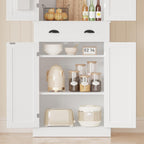 IRONCK Kitchen Pantry Storage Cabinet 72.6" H x 24" W, with Barn Doors, Drawer, 4 Adjustable Shelves, Freestanding Cupboard, Laundry, White