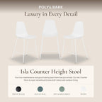 Poly & BARK Isla Bar Stools Set of 3 – Counter Height Bar Stool for Kitchen – Set of Counter Stools – Indoor/Outdoor Barstools – Modern Kitchen Bar Stools - White