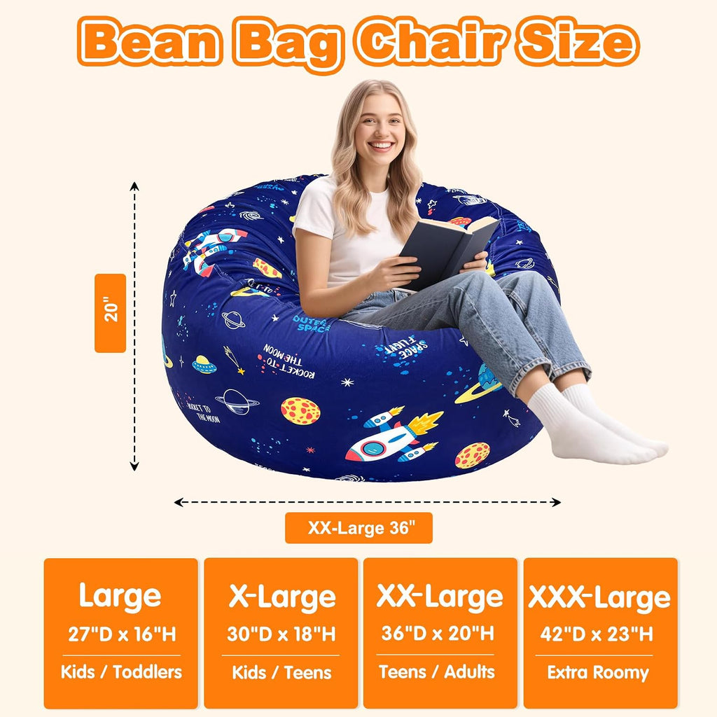 Lukeight Bean Bag Chair for Teens and Adults, Memory Foam Filled Floor Lounger, Washable Velvet Cover with Inner Liner, Beanbag Chair with Filling for Gaming and Reading, XX-Large 36" D x 20" H