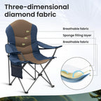 2 Pack Folding Camping Chairs for Adults - High Back Padded Outdoor Lawn Chairs with Lumbar Support & Cup Holder, 400lbs Heavy Duty Portable Camping Chairs Set (Light Blue & Brown, 2 PCS)