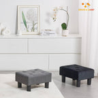 BRIAN & DANY Small Foot Stool, Linen Foot Stools with Legs, Stable Small Footstool for Living Room, Grey