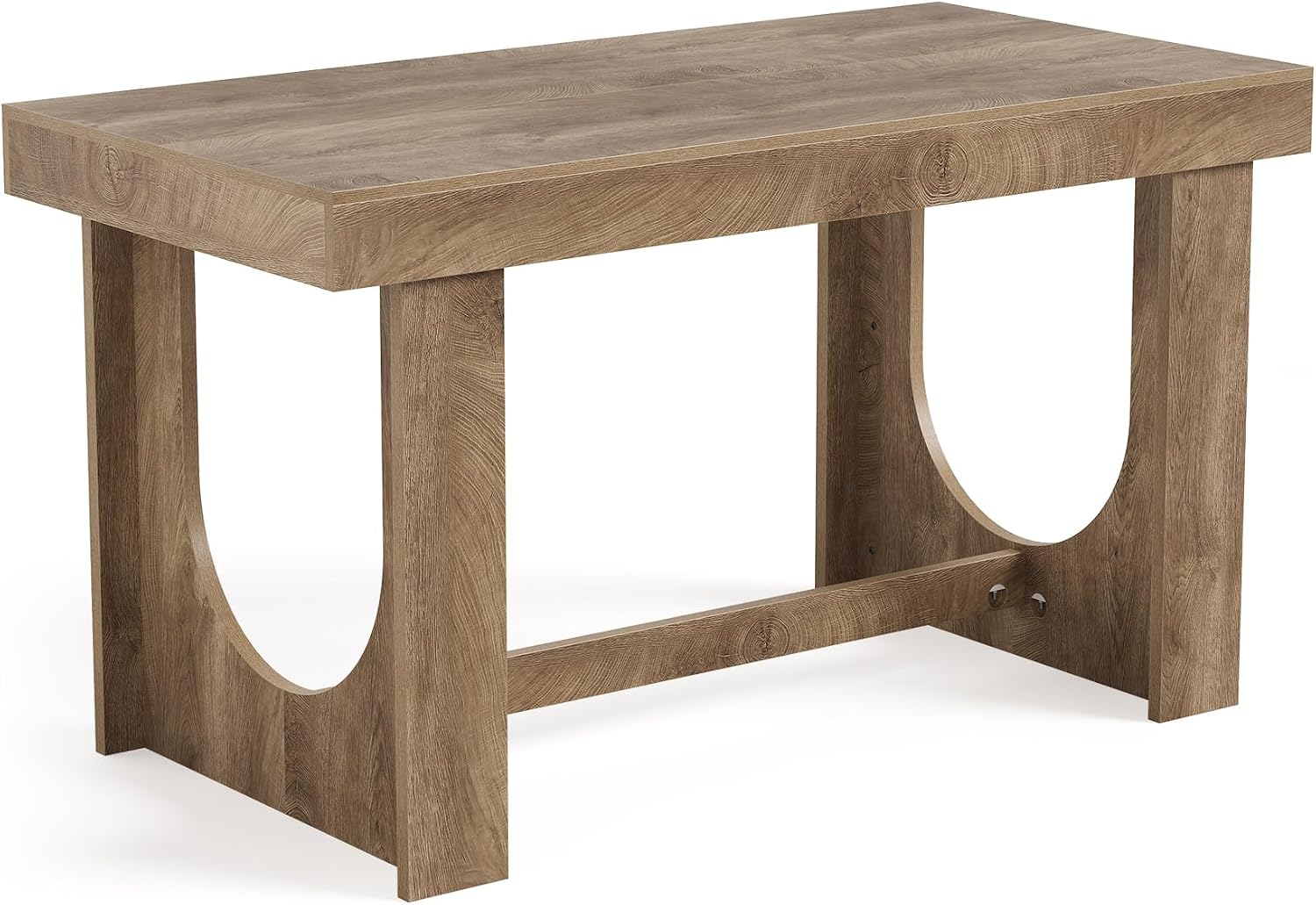 LITTLE TREE 63" Bar Table, Large Wood Home Bar Unit, Rectangular Dining Pub Table with Footrest for Home Kitchen, Dining Room, Living Room, Bistro, Brown
