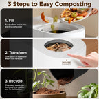 5L Electric Kitchen Composter for Countertop, Smart Indoor Compost Bin with Visible Window, Humidity Sensor, LED Display, Odor Control & Auto-Cleaning, Turns Food Waste into Dry Pre-Compost