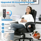 3D Kneading Massage Office Chair, 500lbs Big and Tall Ergonomic Reclining Office Desk Chair with Foot Leg Rest,Black