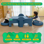 Frolic & Fun 16Pcs Modular Kids Play Couch for Toddlers, Fold Out Kids Couch Building Fort for Playroom Bedroom, Kid Convertible Explorer Sofa Cushions for Boys & Girls Navy Blue