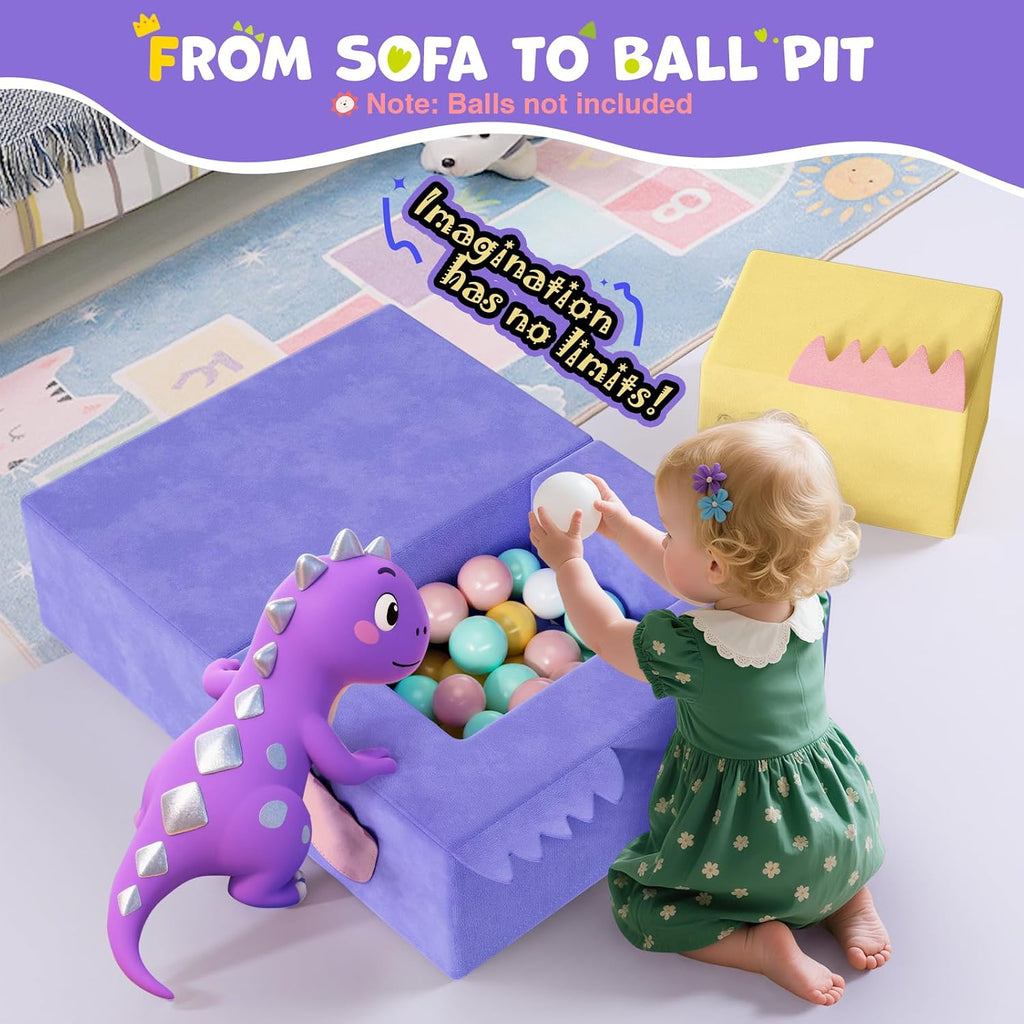 Lischwert Kids Couch, 3-in-1 Modular Kids Play Couch, Child Sofa for Girls Boys, Toddler Sectional Sofa Convertible Foam Toys for Baby Indoor Outdoor