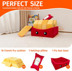 BABAMU Modular Kids Play Couch, Fries Box Design Child Sectional Sofa, Fort-Play Bedroom & Playroom Furniture for Toddlers, Convertible Foam, Washable Covers