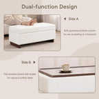 46 Inch Storage Ottoman Coffee Table, Large Upholstered Ottoman Bench with Storage, Wooden Tray and Legs for Living Room,Bedroom,End of Bed,Entryway,Beige