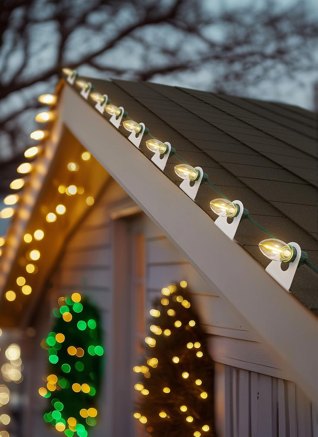 Brightown All in One Christmas Light Clips, Universal Gutter Hooks and Shingle Clip for C7, C9 and Mini Lights, 200 Pack