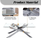 3 Pieces Living Room Table Set, 47" Glass Coffee Table and 2 End Table, Glass Coffee Table Set with Tempered Glass Tabletop and Metal Legs, for Living Room, Leisure, Apartment