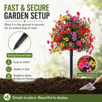 Artificial Flowers for Outdoors, UV Resistant Faux Topiary Ball Plants with Ground Stakes, 22 Inch Realistic Fake Greenery Bushes, Waterproof Fade Proof for Garden Porch Patio Yard Decor, 2 Pack