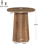 Tribesigns Round Bar Table, 31.5-Inch Counter Height Pub Table with Fluted Base, Brown Bistro Table for Kitchen, Dining Room, Small Spaces