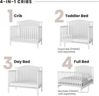 Child Craft Hampton Arch Top Crib and Changing Table Nursery Set, 2-Piece, Includes 4-in-1 Convertible Crib and Changing Table, Grows with Your Baby (Matte White)