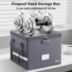 ENGPOW 5200°F File Box Fireproof Document Box with Lock,Heat Insulated Collapsible File Storage Organizer Box with Handle,Portable Home Office File Cabinet for Hanging Letter/Legal Size Folder, Gray