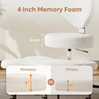 Pinmoco Ergonomic Cross Legged Chair, 360° Swivel Meditation Chair with Wheels, Height Adjustable Seat for ADHD, Strong Lumbar Support, Chic Home Office Furniture, Teddy Fabric, Off White