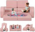 INFANS Modular Kids Play Couch, 8 PCS Toddler Creative Sectional Fort Building Sofa for Playroom, Bedroom, Children Convertible Versatile Soft Foam Furniture Playset Crawling Floor Cushion
