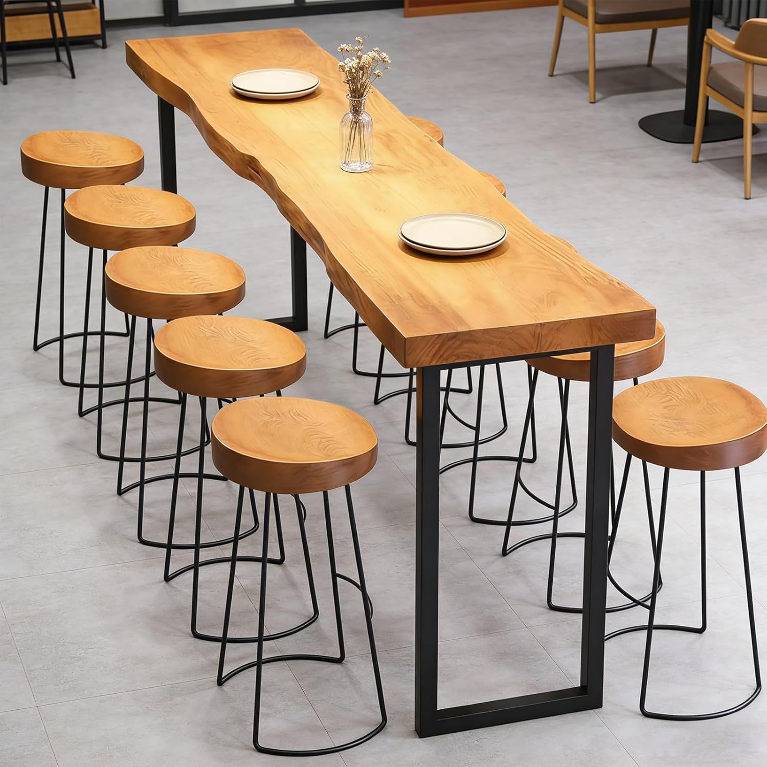 78.7in Bar Table,Solid Wood Narrow Counter Height Table, Industrial Kitchen Dining Table, for Coffee Shop, Living Room, Party Room, Small Space, Pub (78.7 * 17.71 * 41.3in)