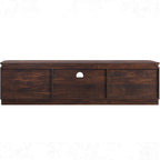 70" Fluted TV Stand for TVs Up to 80", Mid Century Modern Entertainment Center with Drawer, Storage Cabinet, Open Shelf, Wood Low Profile Media TV Console for Livingroom, Dark Walnut