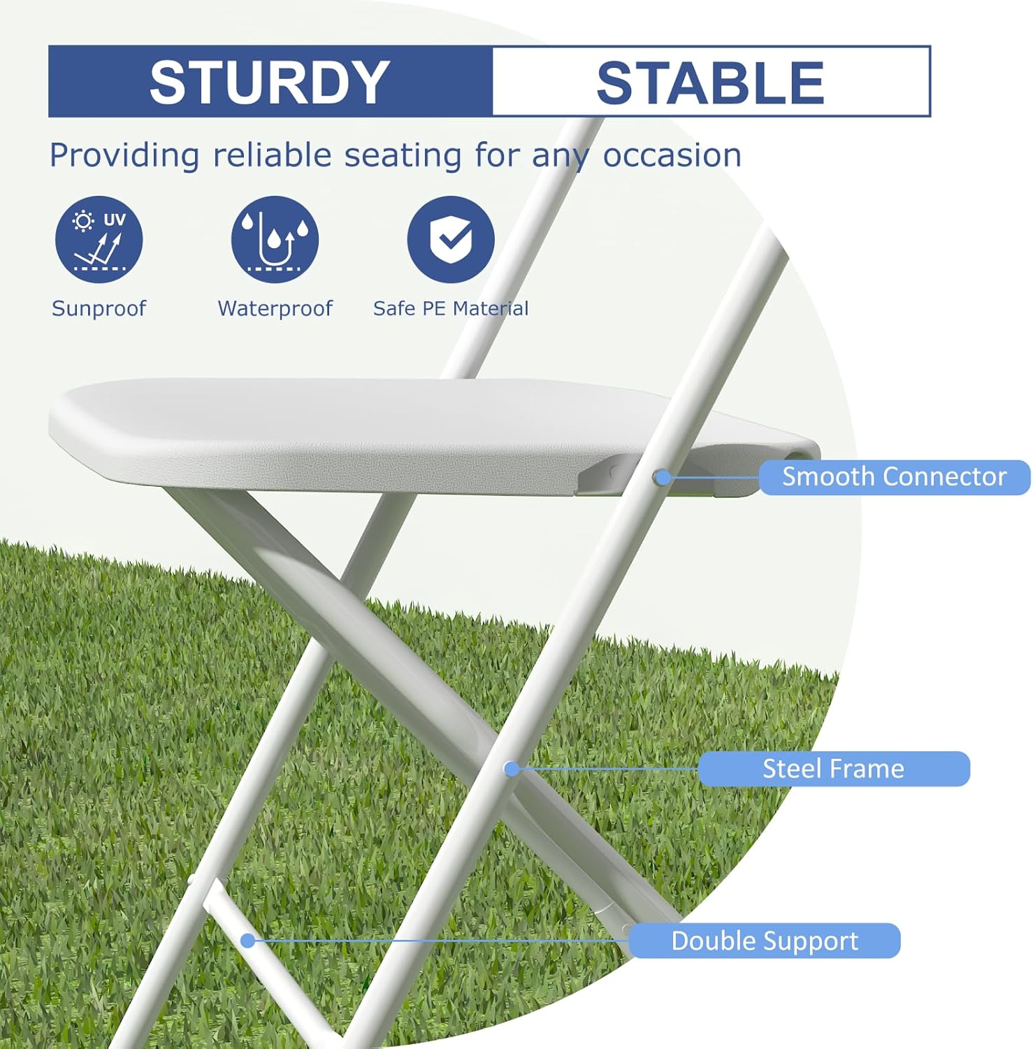 White Folding Chairs 2 Pack, Plastic Folding Chairs Outdoor Indoor, 350lb Capacity, Portable Event Chair, Lightweight Folding Chair, for Events Office Wedding Party Rental Picnic Patio
