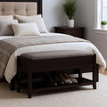 End of Bed Wood Bench for Bedroom, Mid Century Retro Upholstered 35.4'' Wooden Storage Shoe Bench Ottoman for Entryway, Hallway, Bedroom.