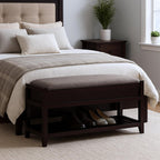 End of Bed Wood Bench for Bedroom, Mid Century Retro Upholstered 35.4'' Wooden Storage Shoe Bench Ottoman for Entryway, Hallway, Bedroom.