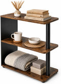 3-Tier Narrow End Table, Industrial Slim Side Table for Small Spaces, Sofa Couch Table Accent Nightstand with Storage Shelves for Living Room, Bedroom, Rustic Brown