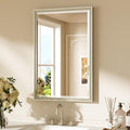 Keonjinn 20" x 30" Brushed Nickel Bathroom Mirrors for Over Sink, Silver Vanity Mirror for Wall, Thick Metal Framed, Beveled Edge Tempered Glass, Modern Farmhouse Rectangle Mirror for Bathroom Decor