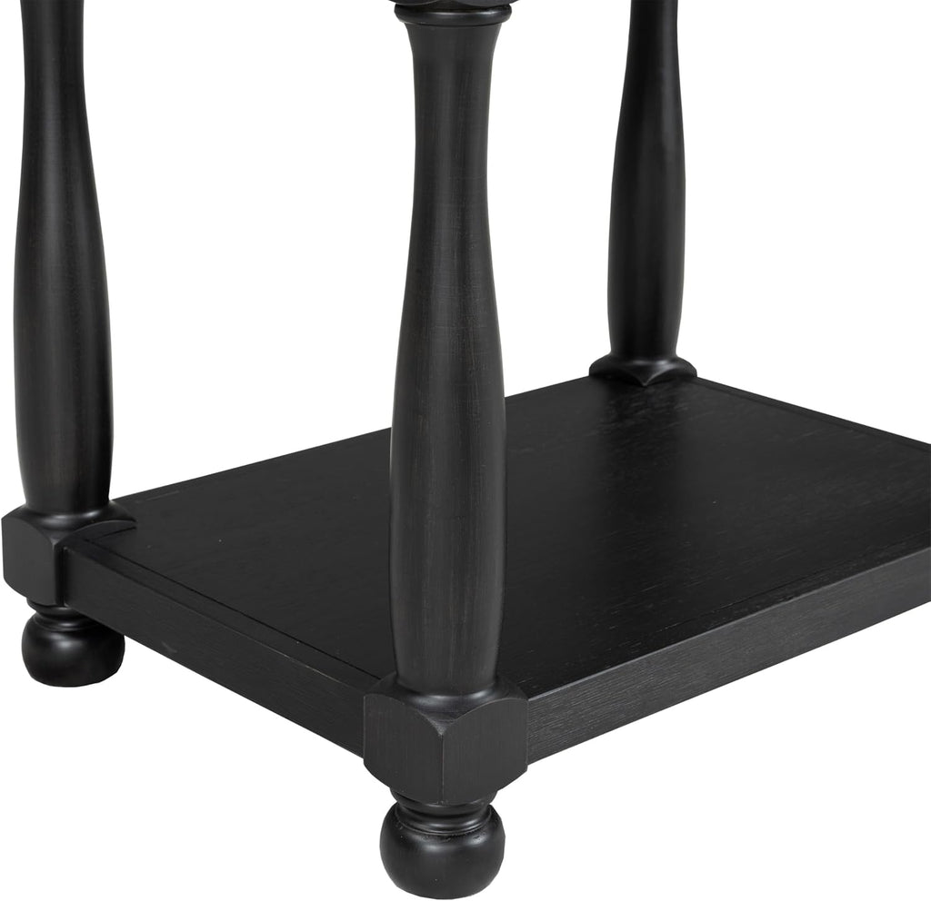 Furniture of America Narella Modern Farmhouse Solid Wood End Tables Set of 2, Bedside Nightstand with Drawer, Shelf and USB Ports, Wooden Night Stand for Bedroom, Dorm, Black/Rustic Oak
